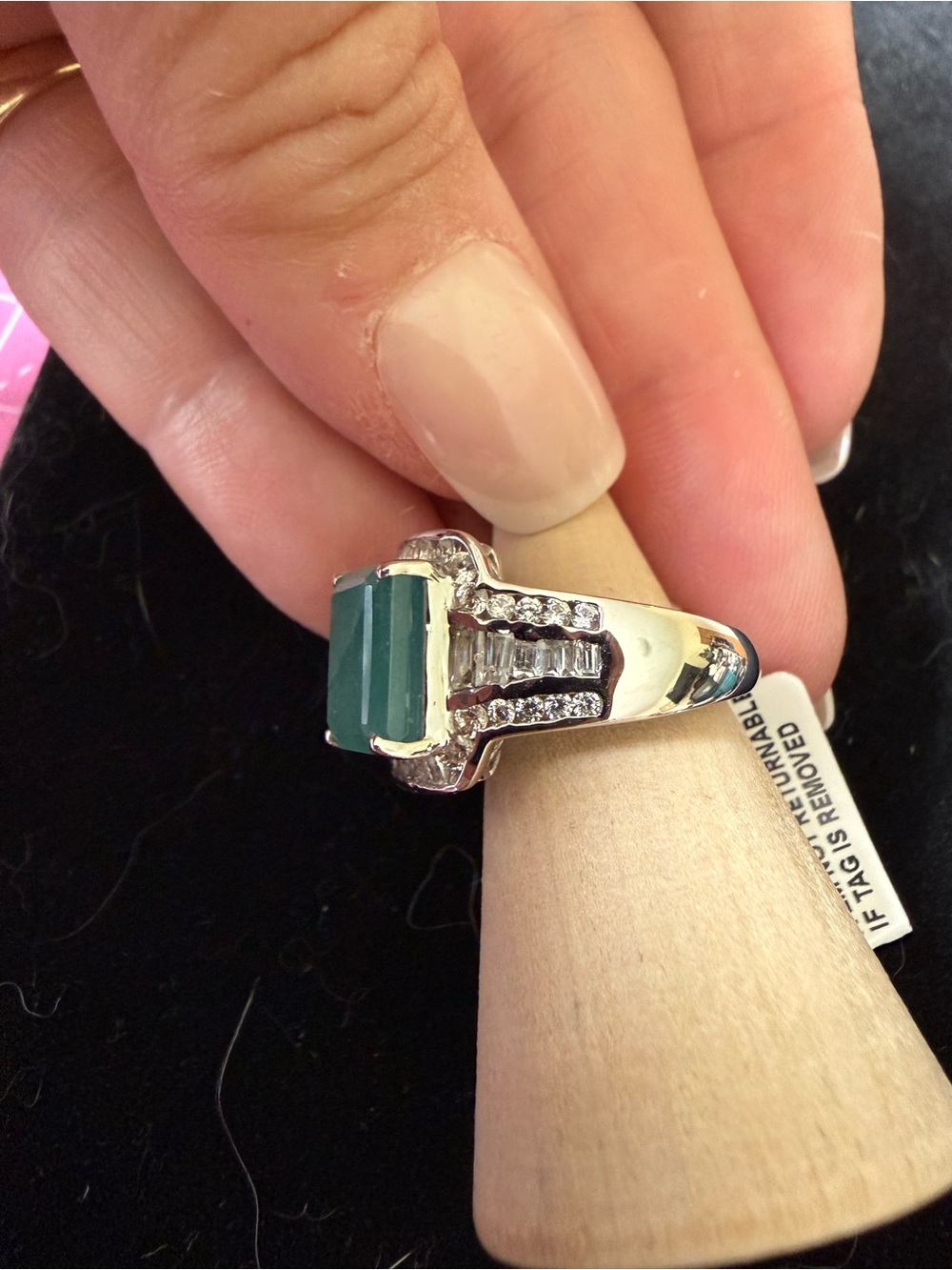 Premium Grandidierite & White Zircon 5 ctw Ring in Platinum Over Sterling Silver - Picture 3 of 10